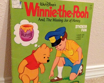 Extra Large Vintage Disney Sticker Book 1973 Whitman Winnie the Pooh Unused