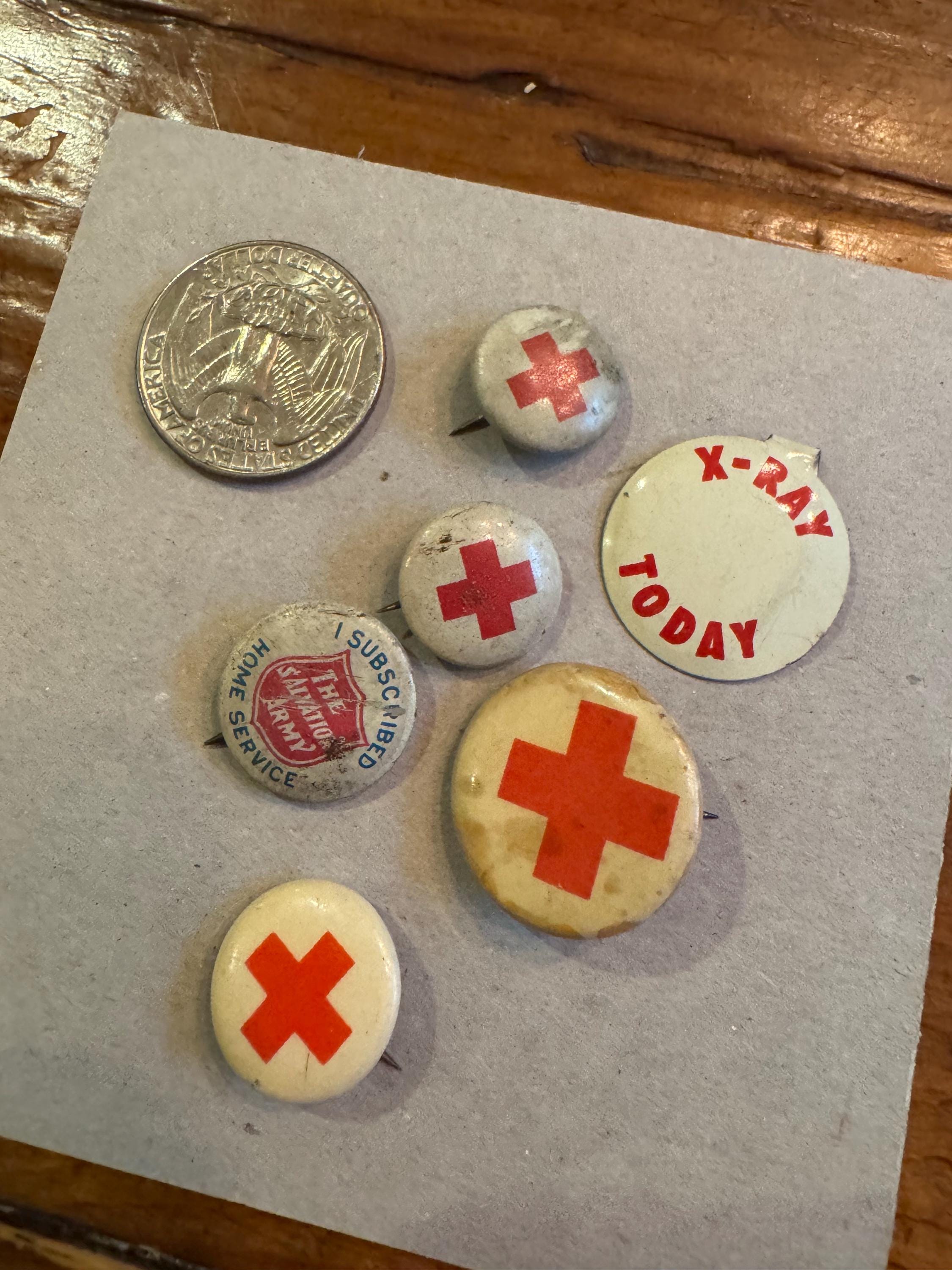 Vintage Red Cross Pin - Etsy