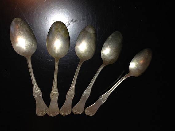 5 Rogers Nickel Plated Silver Teaspoons Pat Sept 11 06 Set