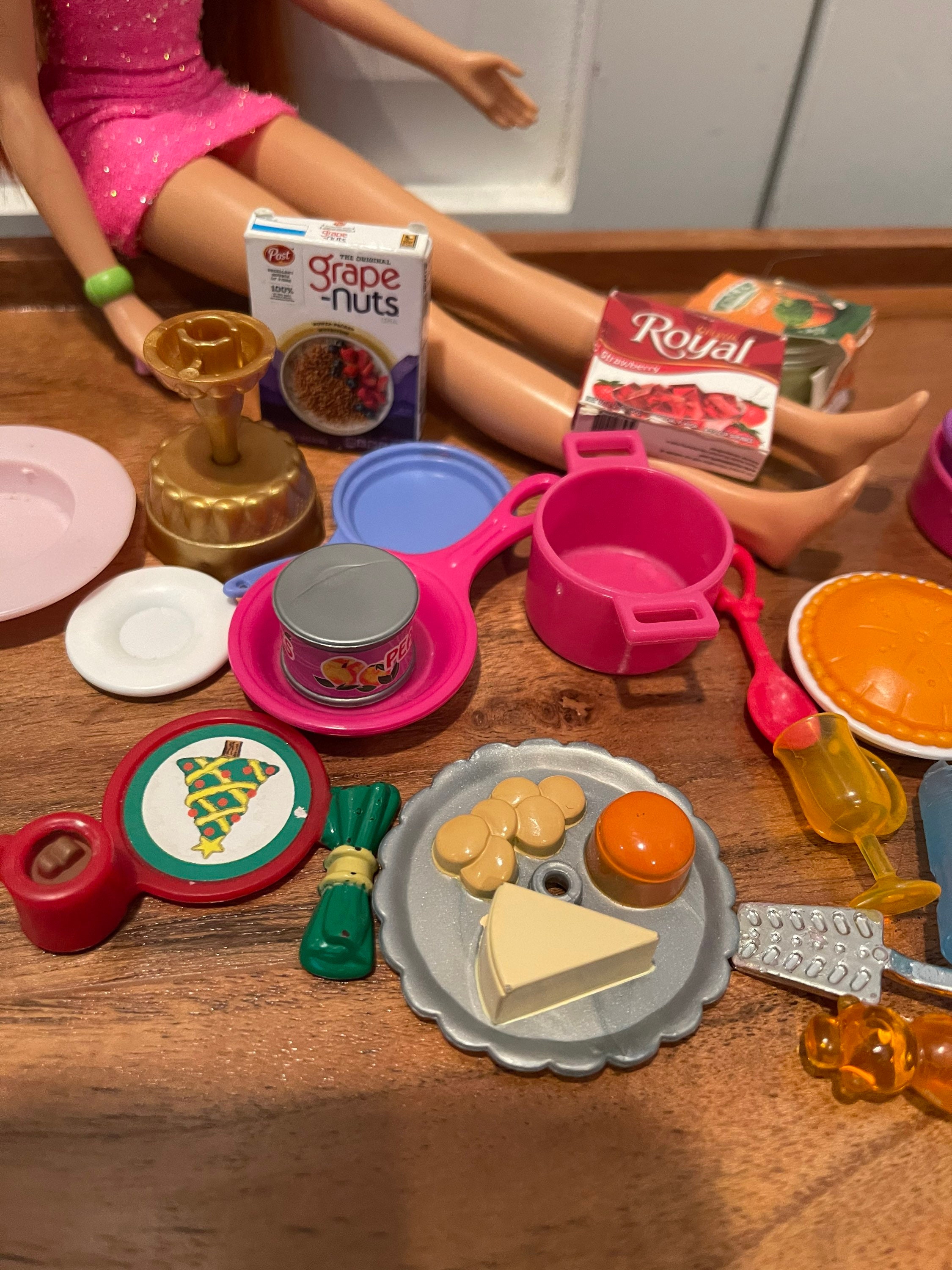 Vintage Barbie Accessories Lot Purple Kitchen Plates Pans Toaster Dish Rack