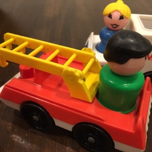 Vintage Fisher Price fire truck mail carrier vehicle Post Office mail car image 3