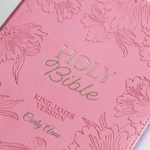 Engraved Pink Leather KJV Bible Personalized for Women Custom Engraved KJV Bible with Pink Tabs Christian Gift for Her with Name Engraving