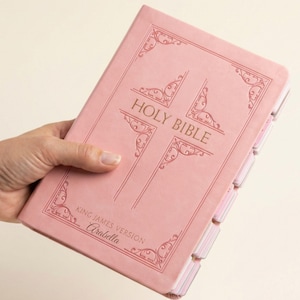 Engraved Pink Leather KJV Bible Personalized for Women Custom Engraved KJV Bible with Pink Tabs Christian Gift for Her with Name Engraving