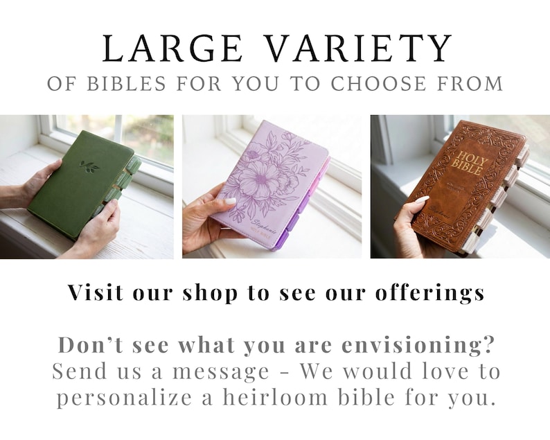 Women’s KJV Bible Purple Leather Personalized Engraved Name Pink Tabs Custom Christian Gift for Her Baptism or Devotional Use image 12