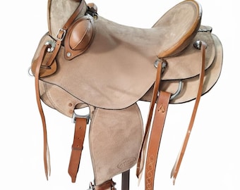 Silla de montar Western hecha a mano con asiento completamente duro y rodillos de encorvamiento con juego de aperos