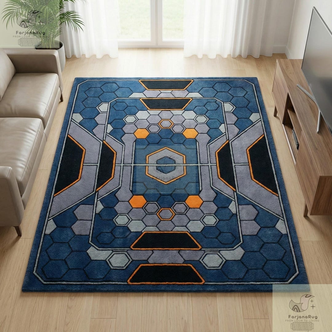Executive Area Rugs Executive Hexatech Luxe Rug– Ceo-level Statement Piece in Navy Blue ...