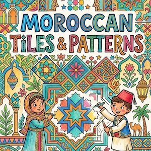 Moroccan Tiles and Patterns Coloring Book for Adults | 20 Intricate Mosaic Designs | Meditative Stress Relief | Printable Digital Download