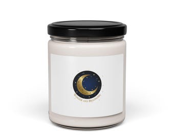 Celestial Moon Phases Soy Candle | Lavender & Amber 9oz, Night Sky Aroma