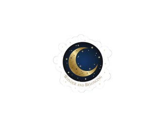 Crescent Moon & Stars Kiss-Cut Stickers | Celestial Night Sky, moon phases