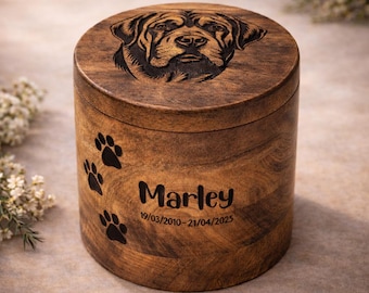Urna para cenizas de perro, urna para cenizas de gato, urna de madera personalizada para mascotas, caja conmemorativa para perros personalizada, recuerdo grabado de cenizas de perro, caja de cremación para mascotas