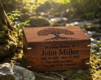 Personalized Tree of Life Indian Rosewood Urn – Handcrafted Memorial Cremation Box