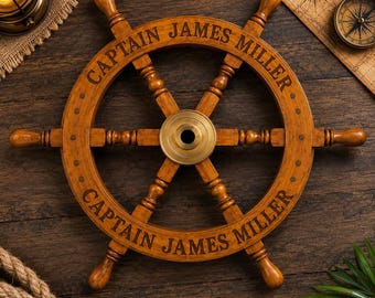 Timón de barco de madera personalizado, decoración náutica para pared, regalo personalizado para capitán, decoración costera para el hogar y la oficina, timón marítimo