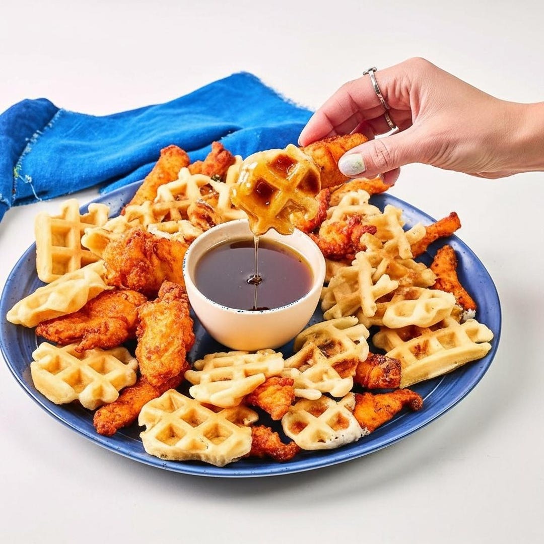 3-ingredient Chicken and Waffle Bites Recipe | Crispy Frozen Waffle ...