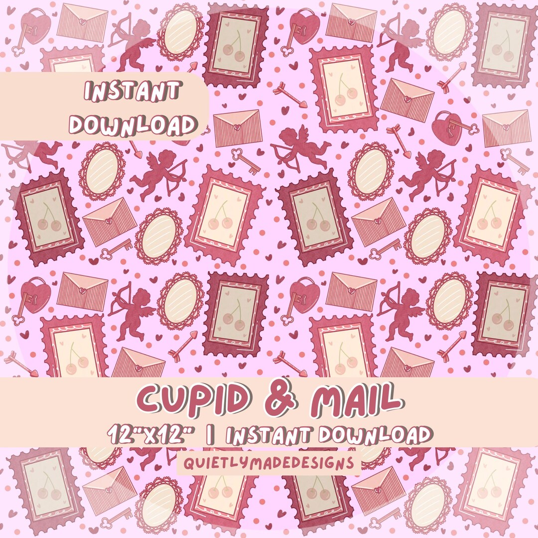 Cupids Mail Seamless Pattern Valentines Girly Digital Download High ...
