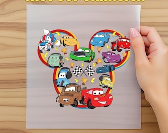 Pixar Cars Dtf, Disney Lightning McQueen Dtf, Mickey Head Dtf, Disney Kids Dtf, Tow Mater Dtf, Doc Hudson Dtf, Disney Cars Family Dtf Gifts