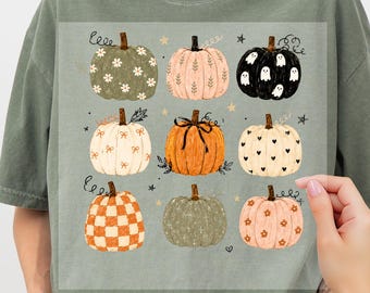 Boho Pumpkin Dtf, Cute Fall Pumpkin Pattern Dtf, Thanksgiving Dtf, Autumn Aesthetic Cottagecore Harvest Season Dtf, Dtf Gift, Ready to Press