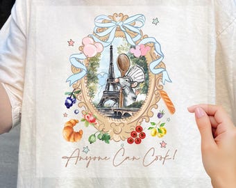 Noeud de coquette rétro des années 90 Disney Ratatouille Remy Dtf, tout le monde peut cuisiner citation, Paris France Gusteau, Girly Disney Fan Dtf, Ratatouille Dtf