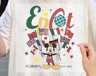 Epcot DTF Transfer, Epcot World Tour Dtf, Retro Epcot Dtf, Disney Ready To Press, Epcot Image Transfer, Epcot Man DTF Gift, Mickey Flags Dtf