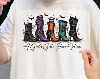 A Girl's Gotta Have Options Dtf, Witch Boots Dtf, Halloween Dtf, Cute Witch Dtf, Fall Halloween, Spooky Season, Dtf Transfer, Ready to Press