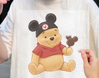 Vintage Disney Winnie The Pooh Teddy Winnie The Pooh Dtf, Pooh Mickey Ears Watercolor Dtf, Group Matching Dtf, Disney Ready To Press