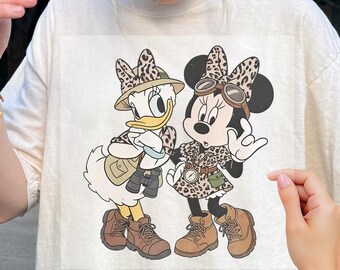 Animal Kingdom Minnie y Daisy Leopardo Dtf, Viaje de mejores amigas a Walt Disney World, Modo Safari de Disney Dtf, Disneyland Familia Dtf, Traslados Dtf