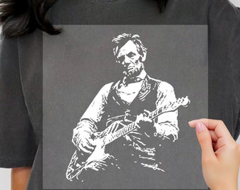 President Abraham Lincoln Playing Guitar Abe Lincoln Dtf, Vintage Political Humor Dtf, Funny History Music Lover Gifts, Dtf Transfers Gifts