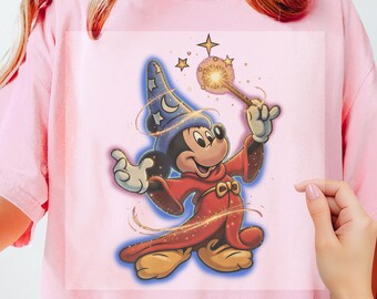 Mickey Fantasia Sorcerer Ready To Press, Disney Fantasmic DTF Transfers, Mickey Magic Wizard Shirt, Mickey Mouse Magic Wizard DTF Transfers