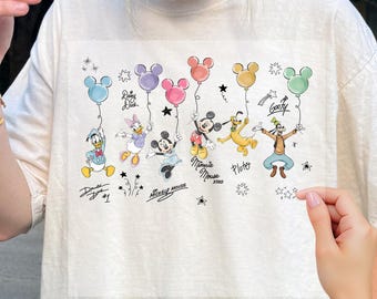 Retro Disney Mickey And Friends Signatures Dtf, Magic Kingdom Dtf, Disneyland Dtf, Disneyworld Dtf, Disney Vacation Dtf, Disneyworld Family