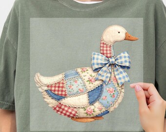 90s Quilted Mallard Duck DTF Transfer, Grandma Core Patchwork Duck Design, Duck Hunting DTF, Trendy Ready To Press, Heat Transfer, Duck Gift
