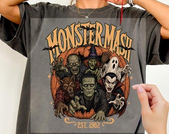 Retro Halloween Dtf, Monster Mash Dtf, Vintage Ghost Halloween Dtf, Monster Dtf, Retro Fall Top, Fall Dtf, Dtf Transfer Gift, Ready to Press
