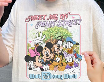 Meet Me On Main Street DTF Transfer, Disney Friends Ready To Press, Retro Disneyland Trip Dtf, Family Vacation DTF, Magic Kingdom DTF Gifts