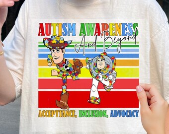 Dtf Transfer To Autism And Beyond Dtf, Toy Characters Autism Awareness Dtf, It's Ok To Be Different Dtf, Special Education, Ready To Press