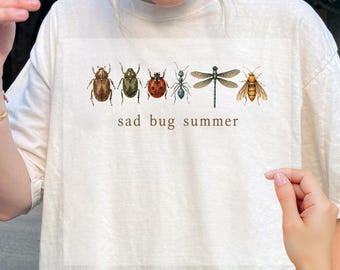 Sad Bug Summer Dtf, Bug Dtf, Cottagecore Insect Dtf, Minimal Nature Gift for Her, DTF Prints Gifts, Summer Design Dtf, Bug Lover Gift Dtf
