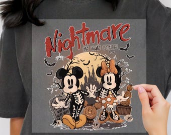 DTF Halloween Nightmare on Main Street, prêt-à-presser Disneyland Halloween, chemise Halloween Disneyland, transfert DTF Halloween Mickey Mouse