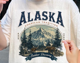 Retro Style Alaska American Tradition Dtf, 90s American Vintage Wildlife Dtf, Alaska Dtf Gifts, Retro Nature Lovers Dtf, Ready to Press