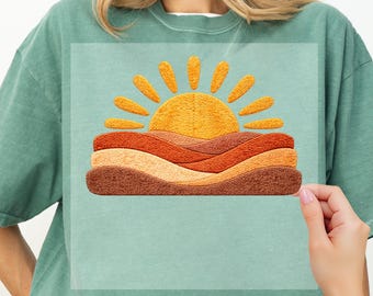 Vintage Sunset Landscape Dtf, Western Desert Sunset, Aesthetic Nature Graphic (Not Real Yarn), Retro Sun Boho, Ready to Press, Dtf Transfer