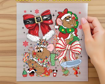 Cute Gus Gus Looking Like A Snack Ready To Press, Christmas Vibes DTF Transfer, Disney Princess Christmas Dtf, Gus Gus Mouse Heat Transfers