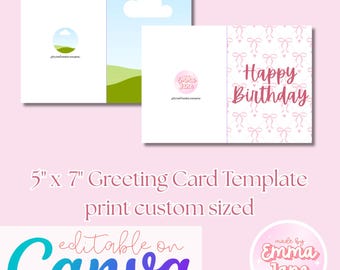 5x7 inch Square Prefolded Card Canva Template | Editable Printable Greeting Card | Digital Download