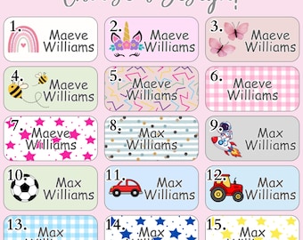 36 x Waterproof Stick-on Labels for Clothing, Lunchboxes, Water Bottles & more! | Washable Stickers