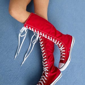 Botas altas con cordones personalizadas / Zapatillas altas de lona, elige colores. imagen 10