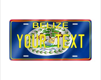Belize Flag Wave Novelty License Plates