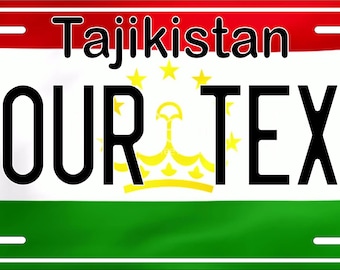 Targhe personalizzate con bandiera del Tagikistan e scritta "Wave Asia".