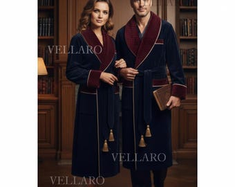 Luxury Couples Velvet Bathrobe Set | His and Hers Matching Robes | Peignoir Velours Couple Chic | Herren & Damen Samtbademantel Elegant