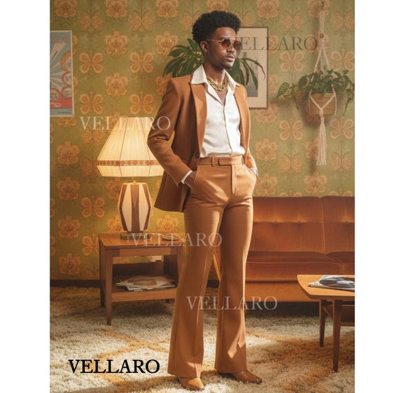 70s Brown Bell Bottom Suit for Men | Retro Flared Leg Disco Suit | Vintage Suit | Old Money Style | Anzug Schlaghose Herren Années 70 Homme
