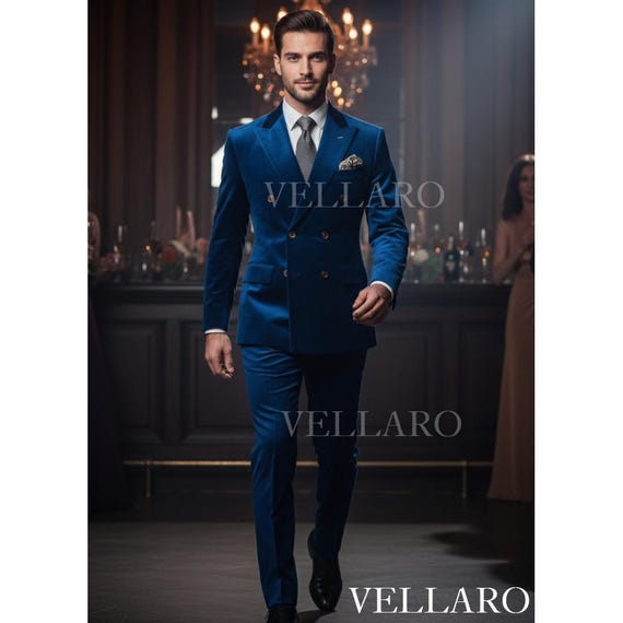Men's Royal Blue Double Breasted Suit | Luxus Herrenanzug Blau | Costume Homme lgant Mariage Soire | Old Money Formal Menswear