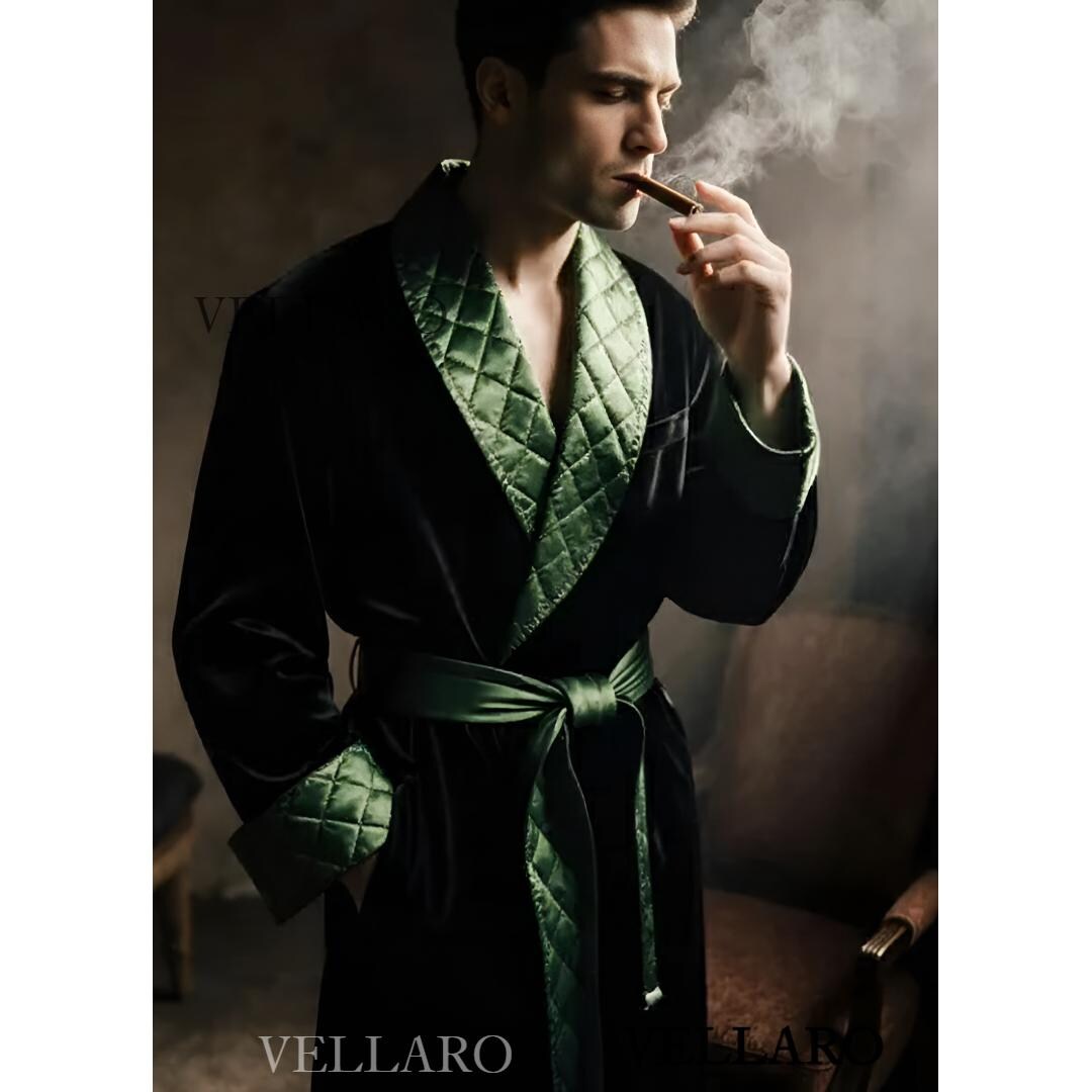 Men's Smoking Robe Men’s Velvet Bathrobe Smoking Jacket | Luxury Dressing Gown Herren Samt ...