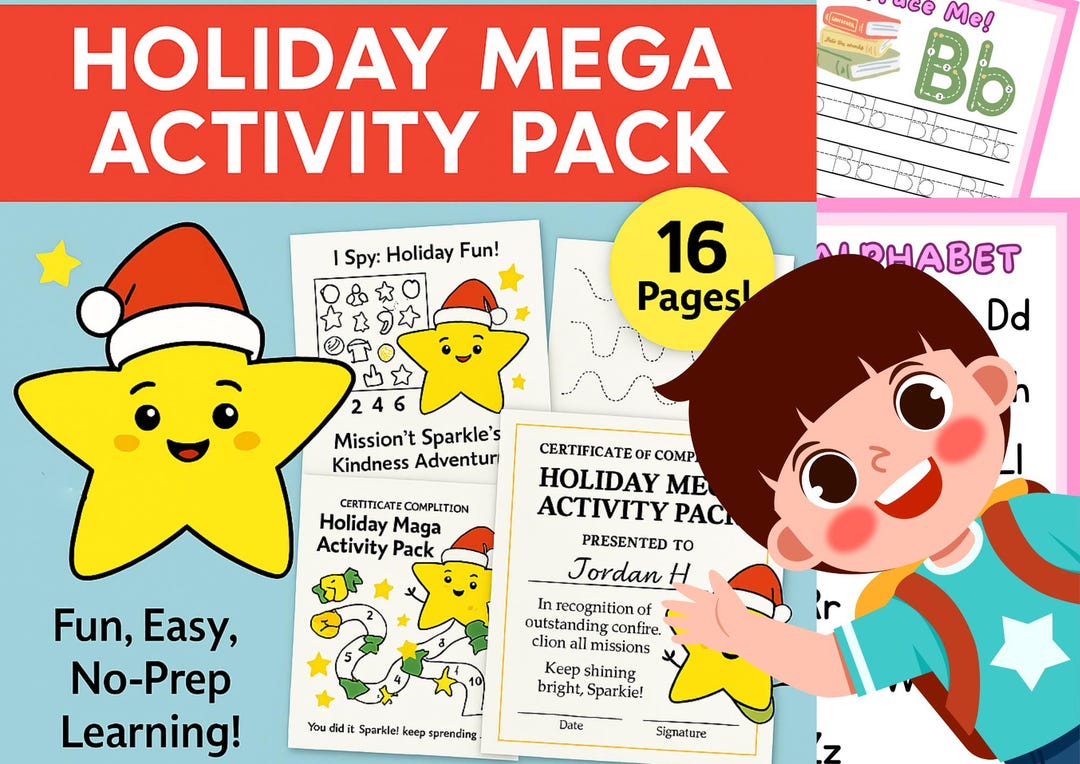 Christmas Rising Star Rising Star Academy Holiday Mega Activity Pack 16 Printable Preschool ...
