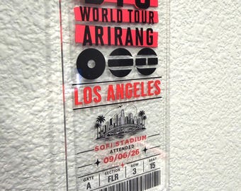 BTS 2026 North America Arirang World Tour Ornament, Personalized Concert Ticket, Clear Acrylic Ornament, Custom City & Concert Date, ARMY