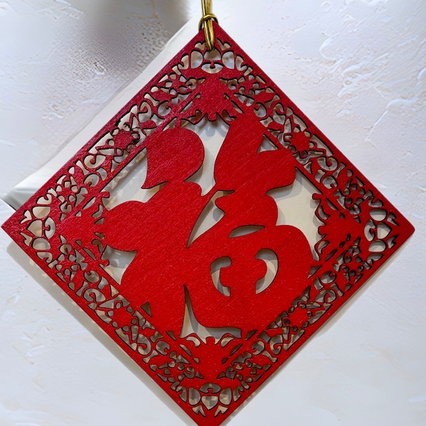 Chinese New Year Fu wood sign