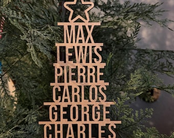 Christmas Tree Family Ornaments 2026 - Customized Ornaments - Laser-Cut Wood Products - Personalized Decor